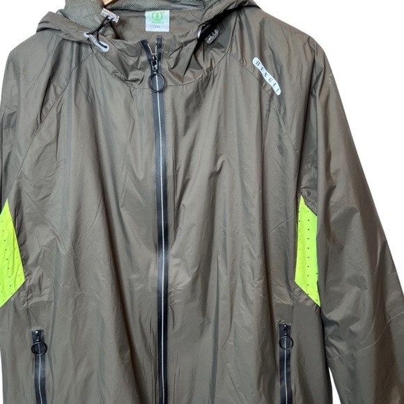Hengli Dark Green Zip Up Hooded Wind Breaker Rain Jacket Coat - Picture 5 of 16